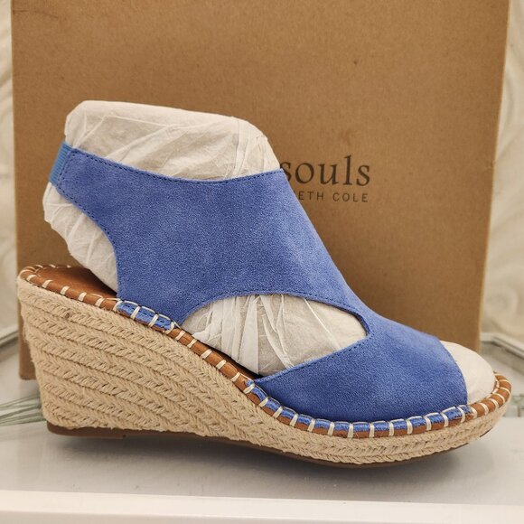 Gentle Souls " Cody" Denim Blue Suede" Wedge Sandals. NIB. Size 9 - Picture 1 of 10